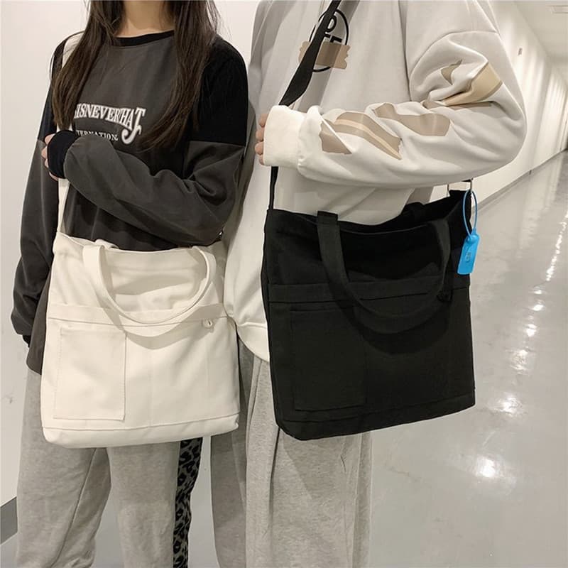 サコッシュ 多機能ポケット付き帆布サコッシュバッグ
