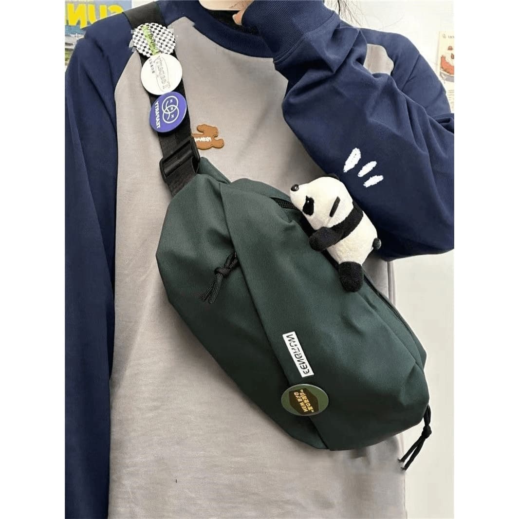 サコッシュ 可愛いぬいぐるみ付きナイロンウエストポーチ