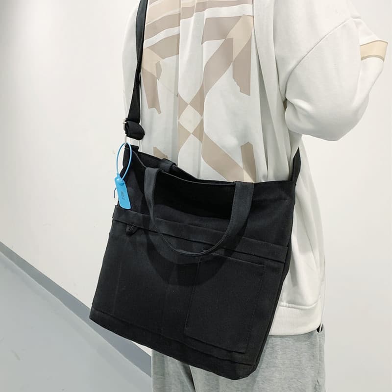 サコッシュ 多機能ポケット付き帆布サコッシュバッグ