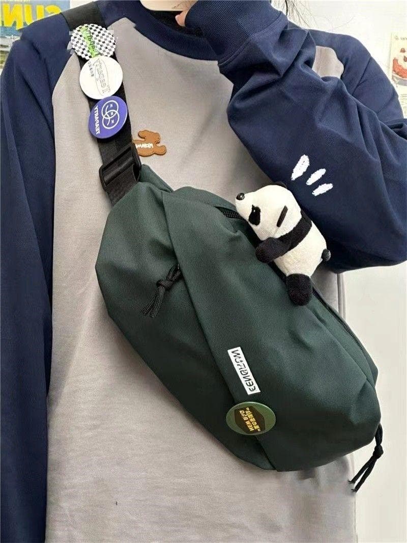 サコッシュ 可愛いぬいぐるみ付きナイロンウエストポーチ