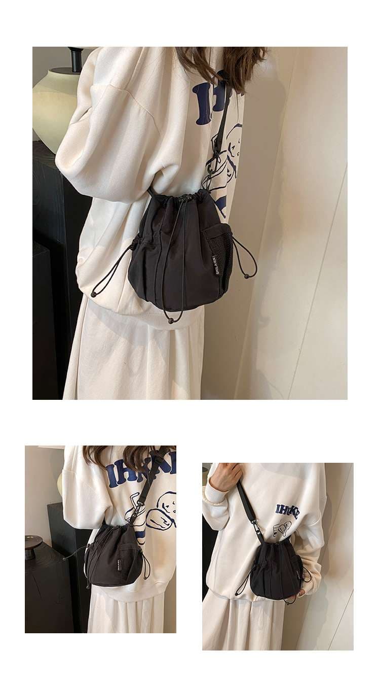 サコッシュ シンプル巾着風ショルダーバッグ